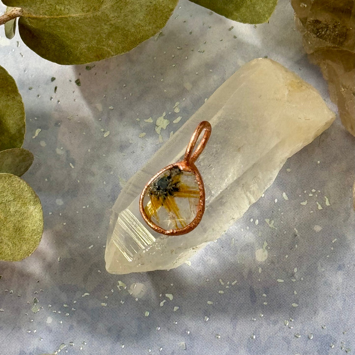 Ascend and Arise Necklace ۞ Rutile Quartz with Metal Beads