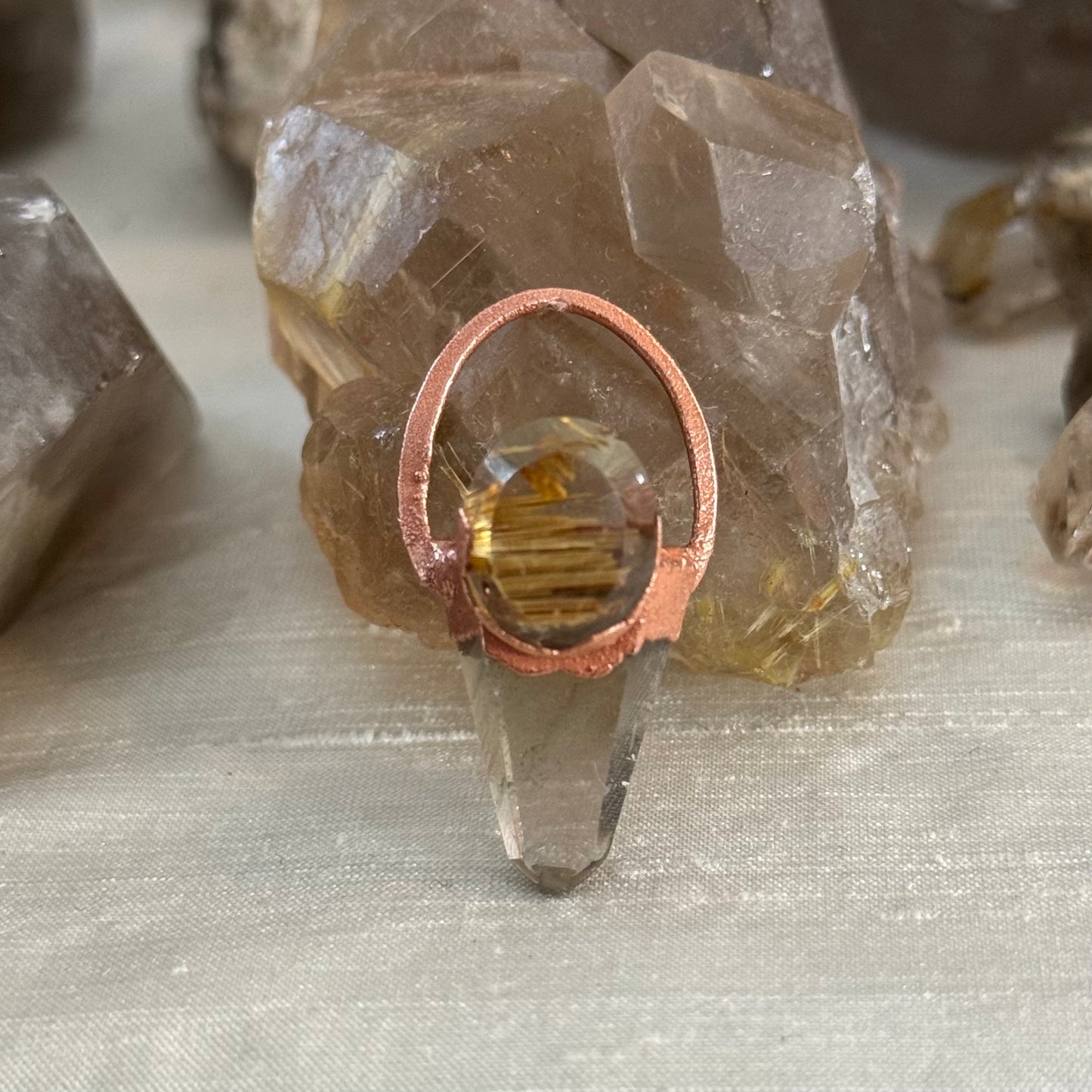 Lodolite Crystal Point Necklace with Golden Rutile