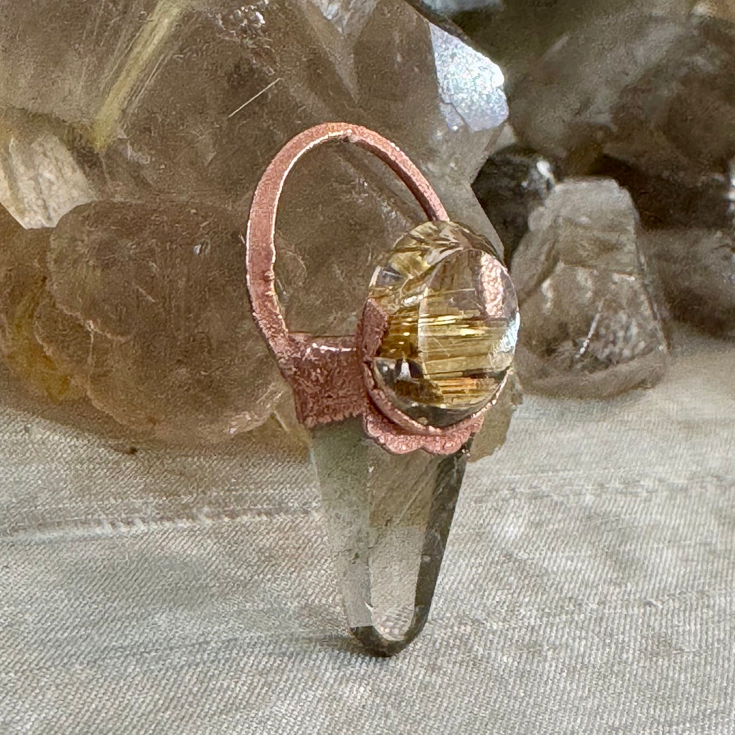 handmade electroformed garden quartz point crystal pendant