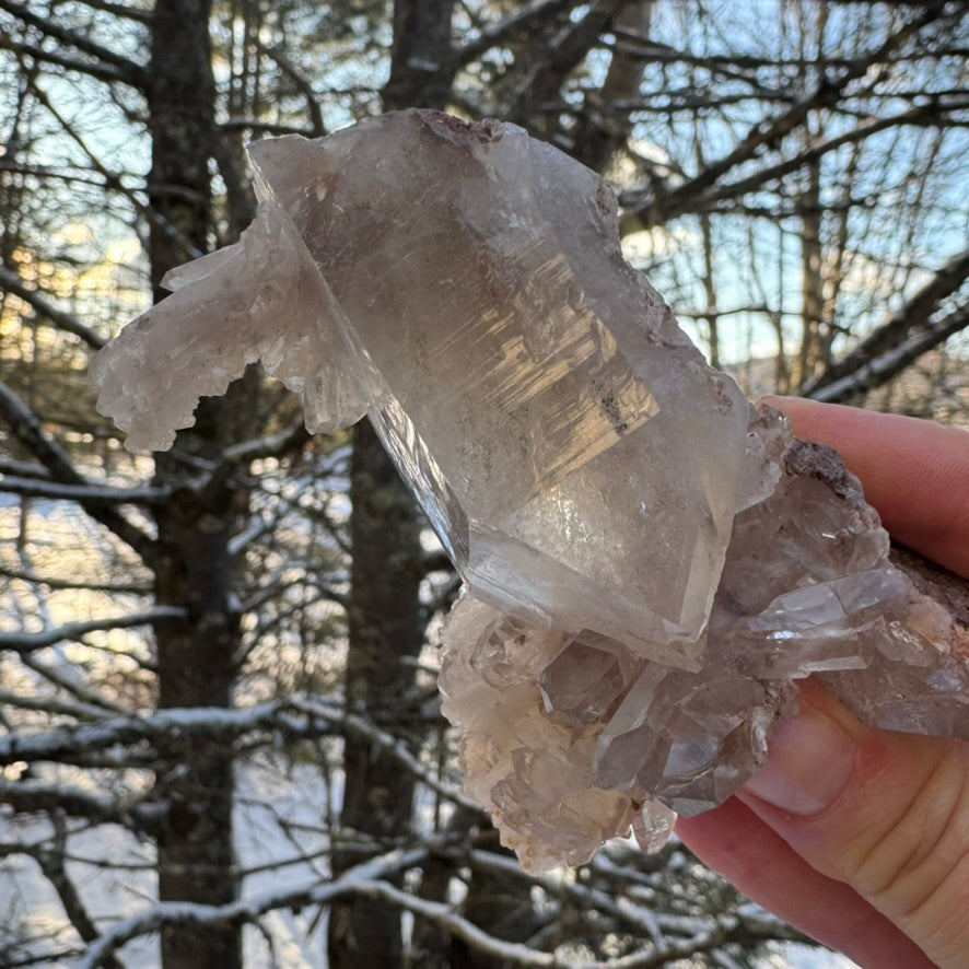 healing smoky quartz cluster crystal with natural formations and inclusions