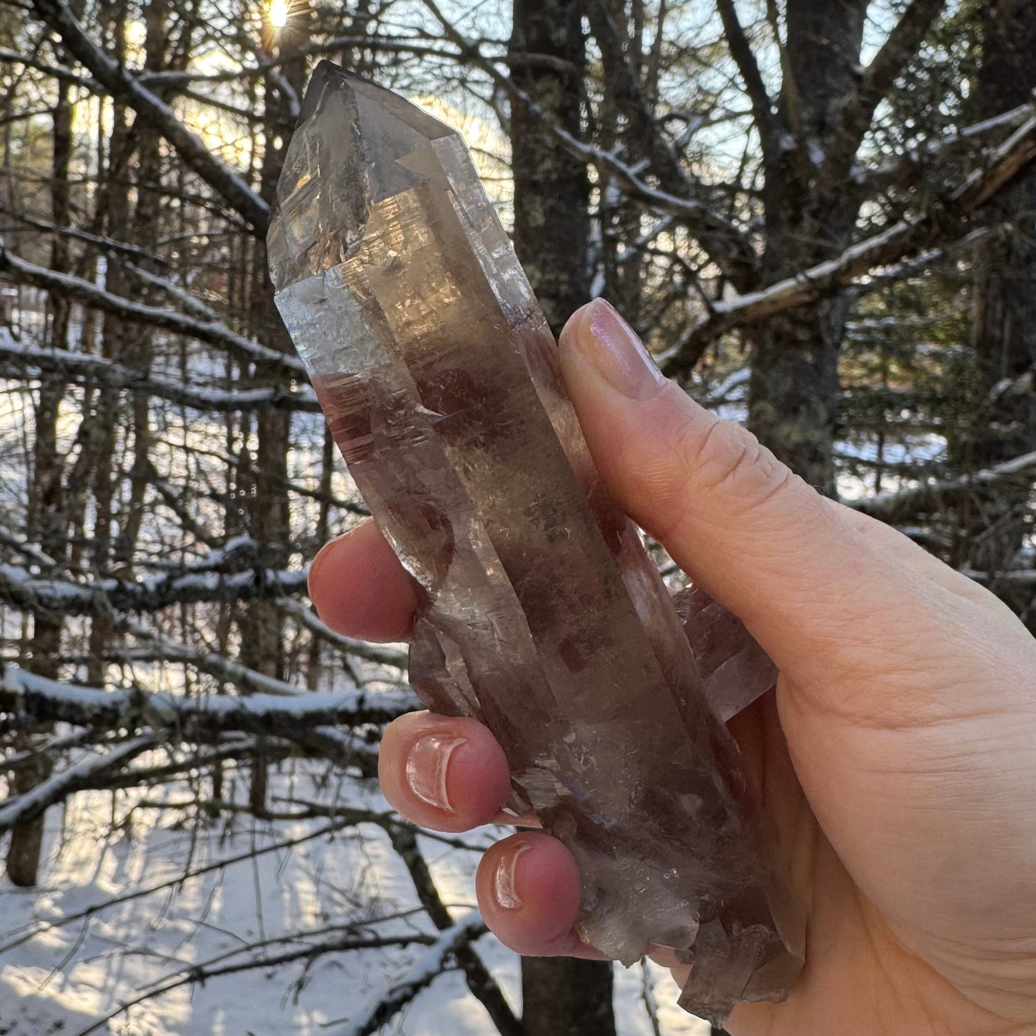 healing crystal smoky garden quartz point wand