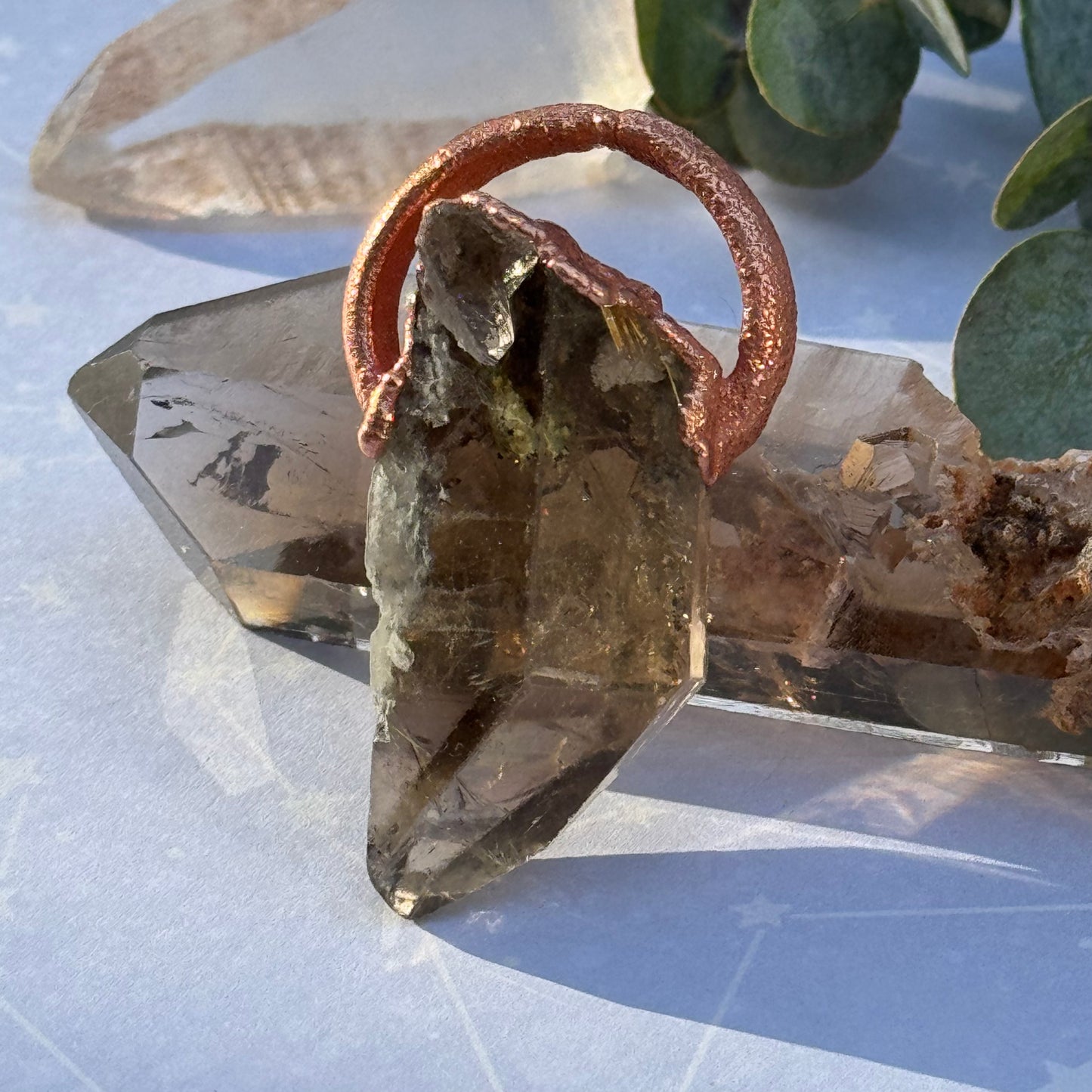 Smoky Lodalite Crystal Point Necklace