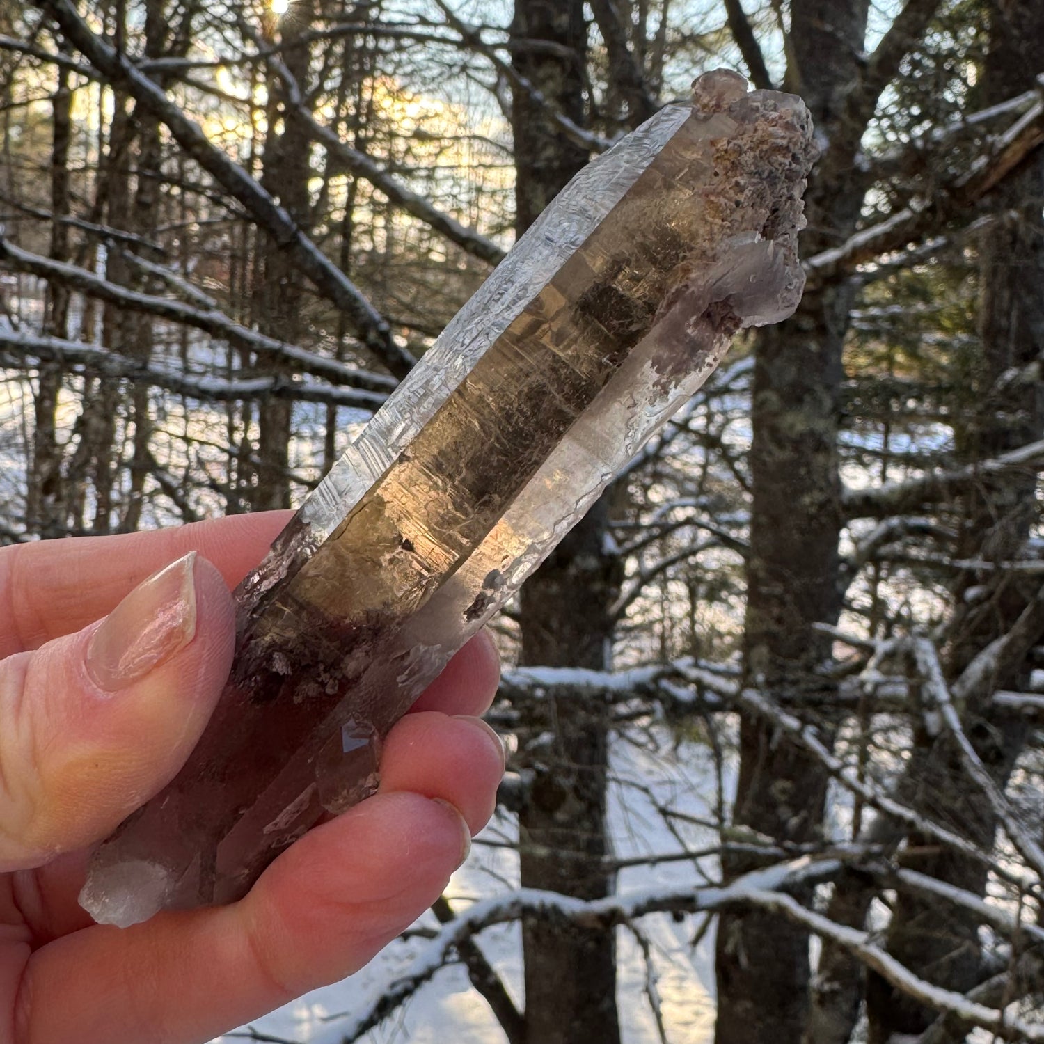 raw natural smoky sodalite crystal wand