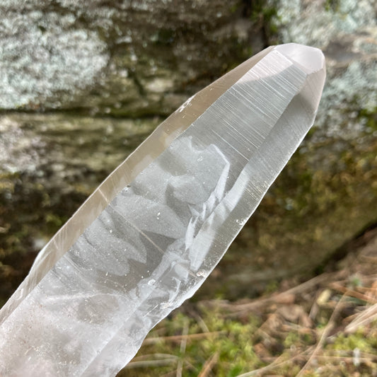 Brazilian Lemurian seed crystal laser wand clear quartz Point
