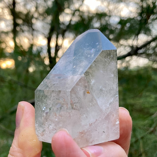 Clear Quartz Crystal Point with Rainbow Inclusion