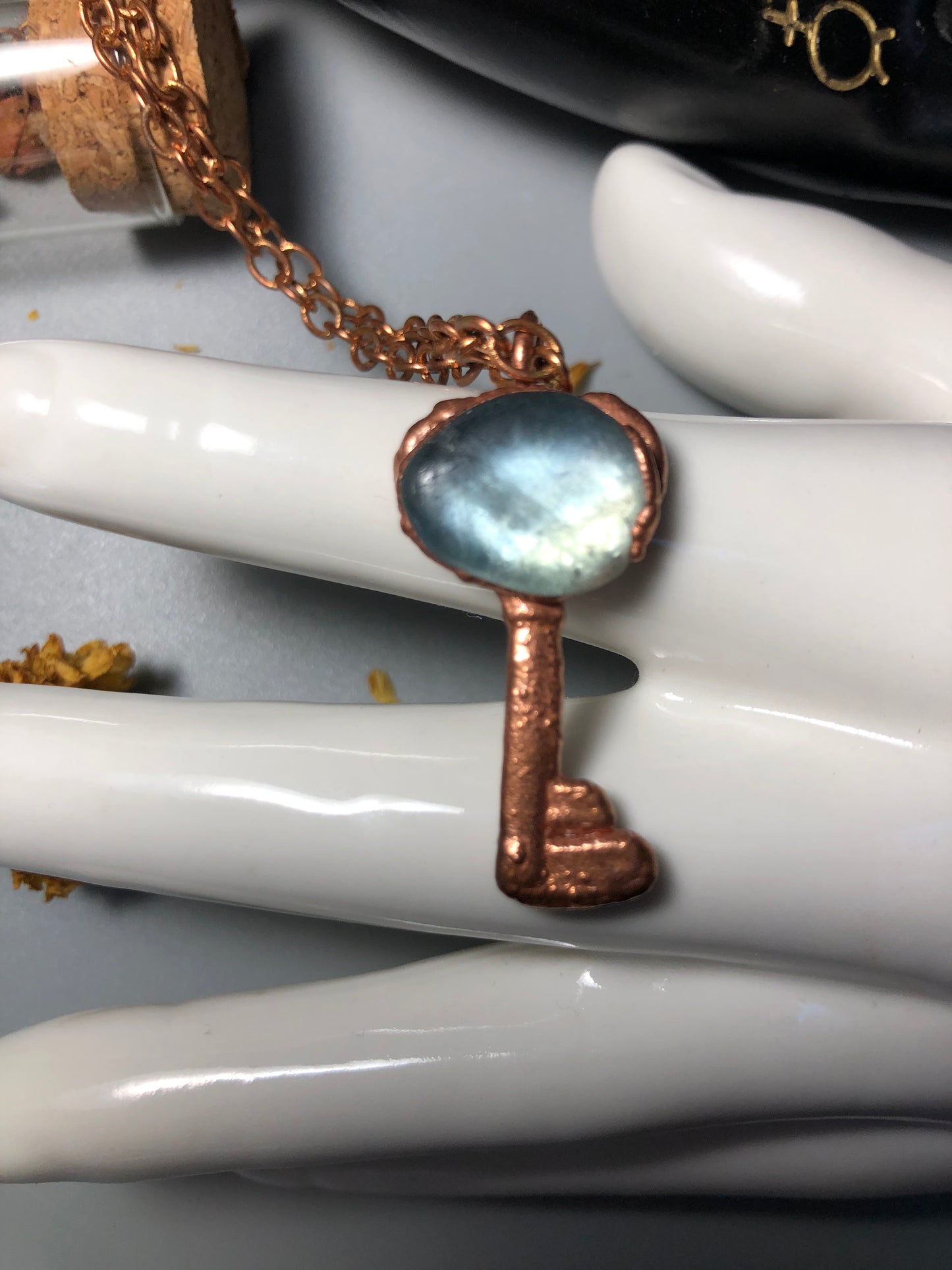 Fluorite Key Copper Pendant Necklace