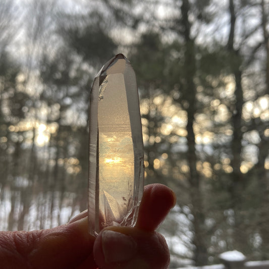 pink Lemurian seed crystal specimen