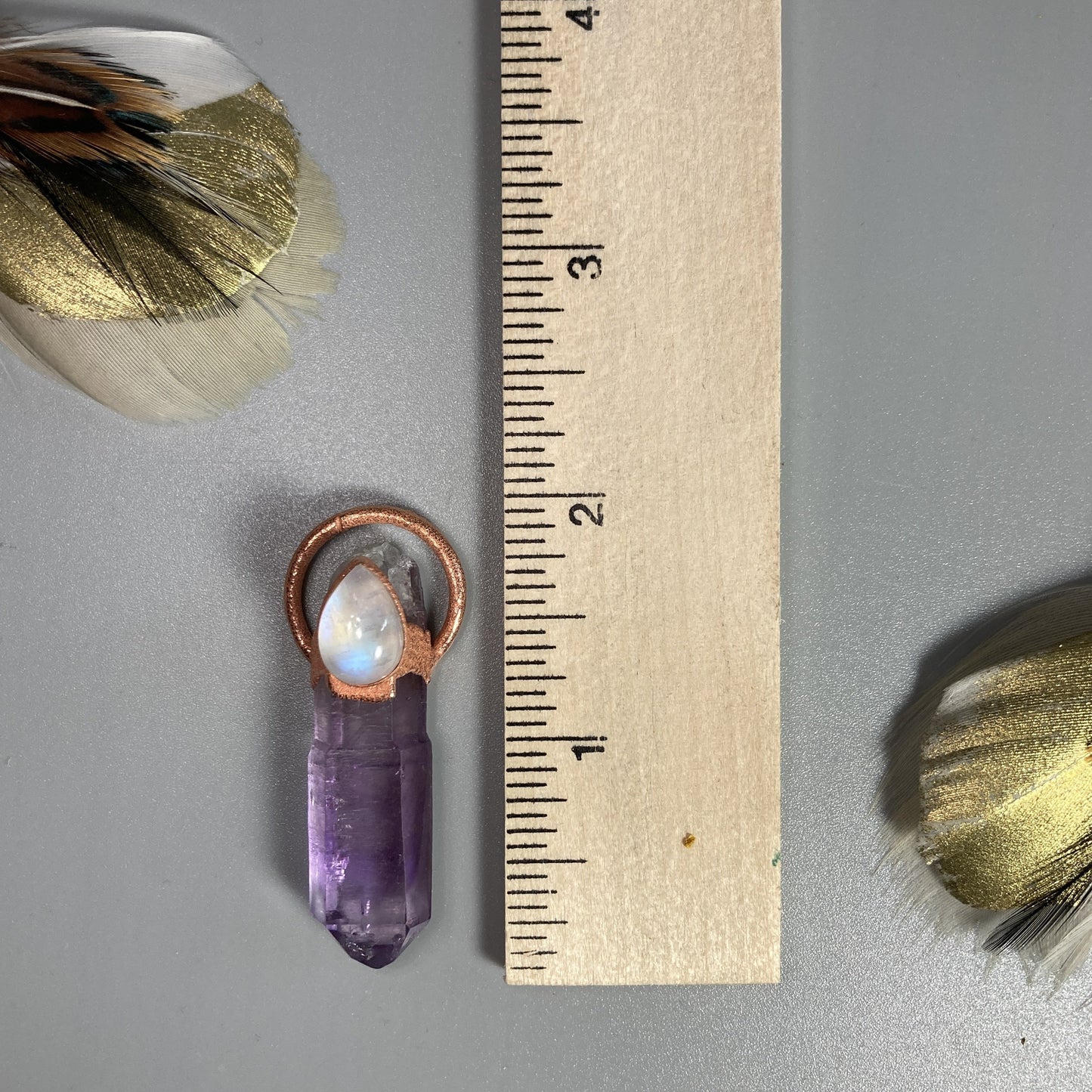 2 inch purple crystal point pendant