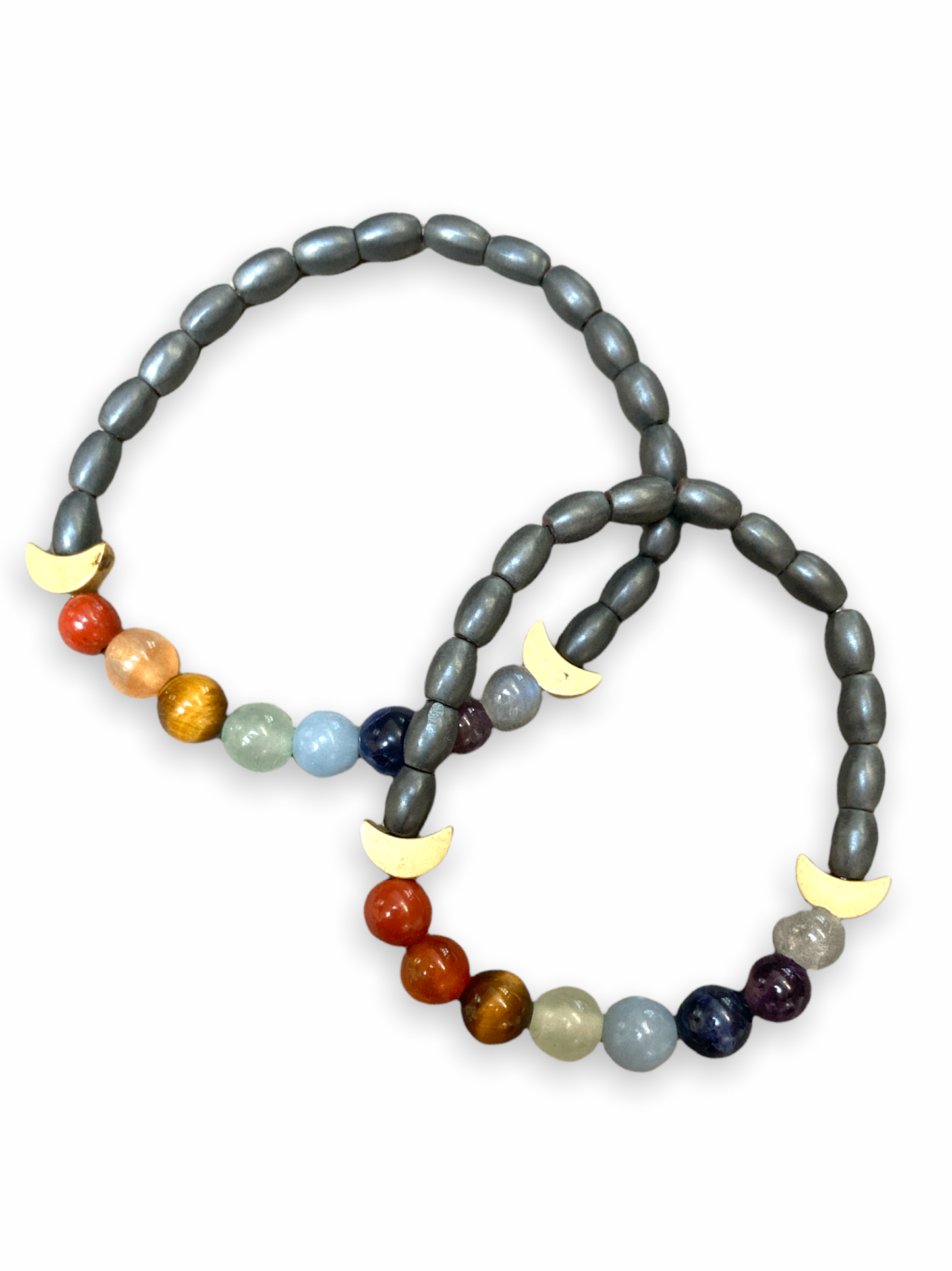 Rainbow Chakra Crystal Bracelet Set for Parent and Child