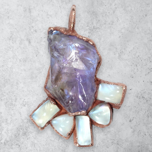 Moonstone Ametrine healing crystal pendant necklace