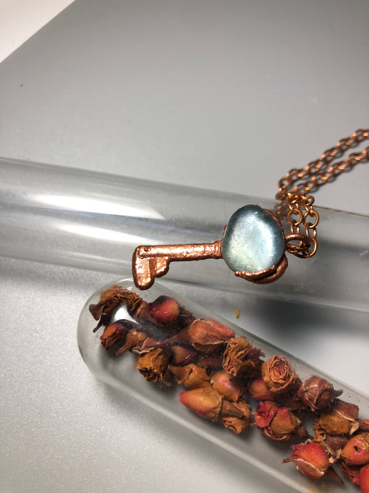 Fluorite Key Copper Pendant Necklace