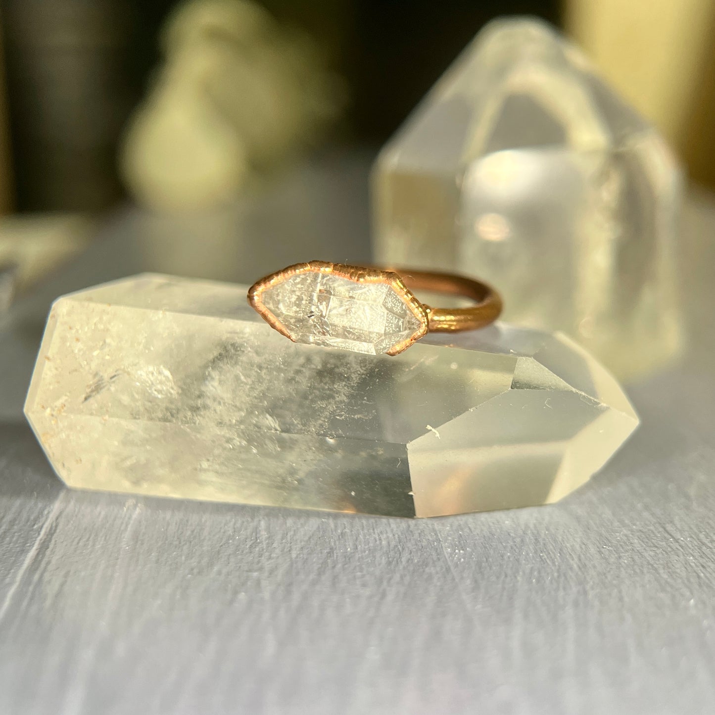 Solitaire Stack Ring Herkimer Diamond