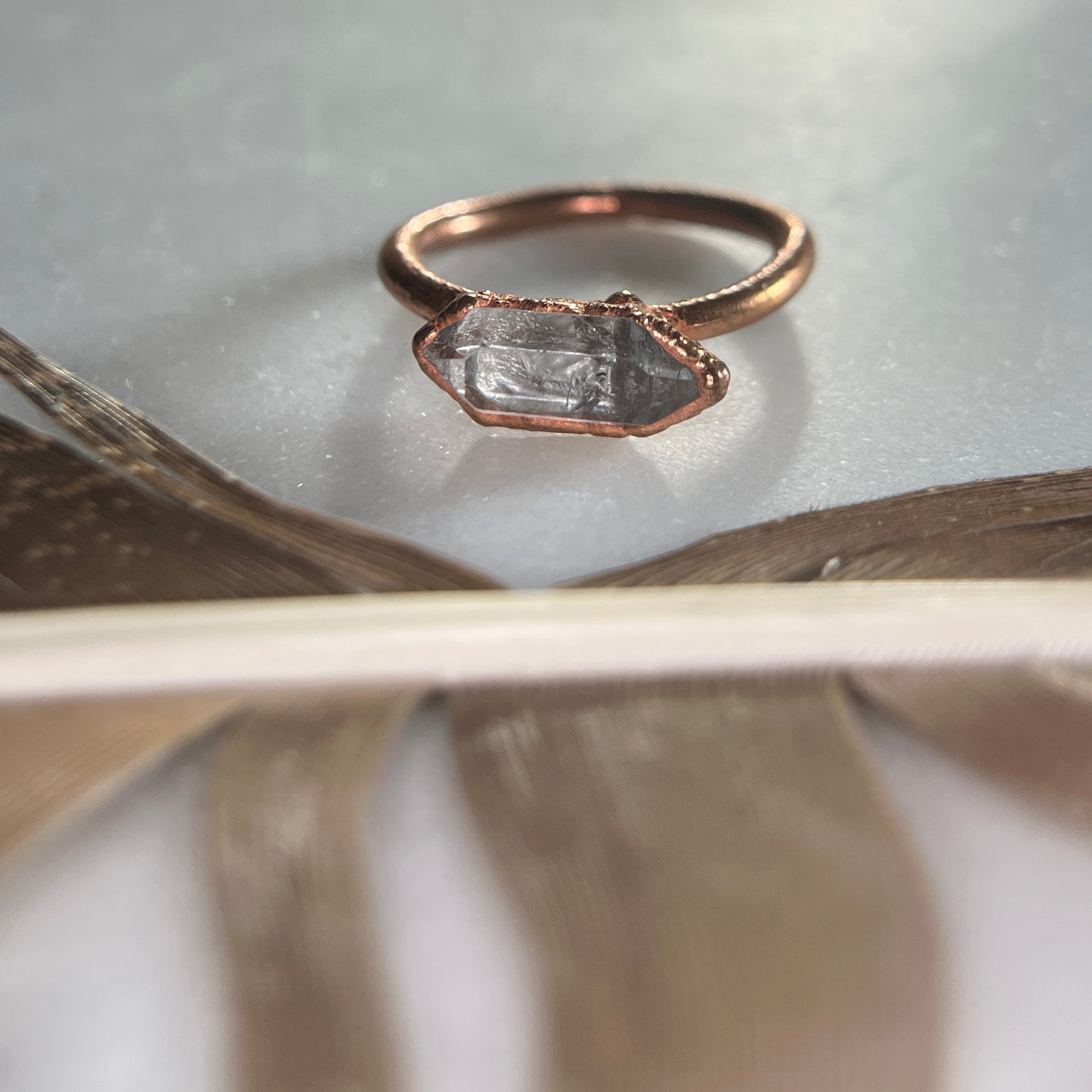 Solitaire Stack Ring Herkimer Diamond