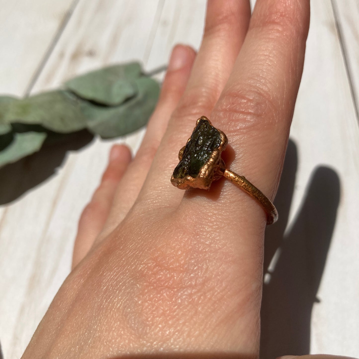 Mighty Moldavite Ring Handmade Size 10