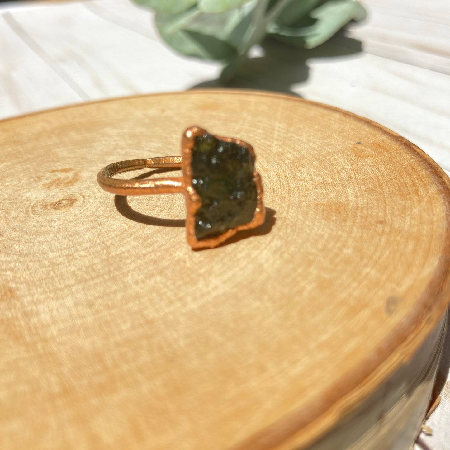 Mighty Moldavite Ring Handmade Size 10