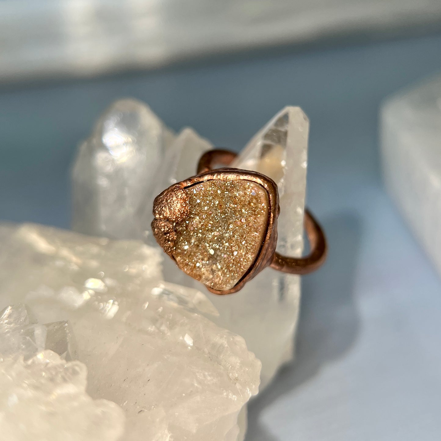 Agate Druzy Crystal Ring