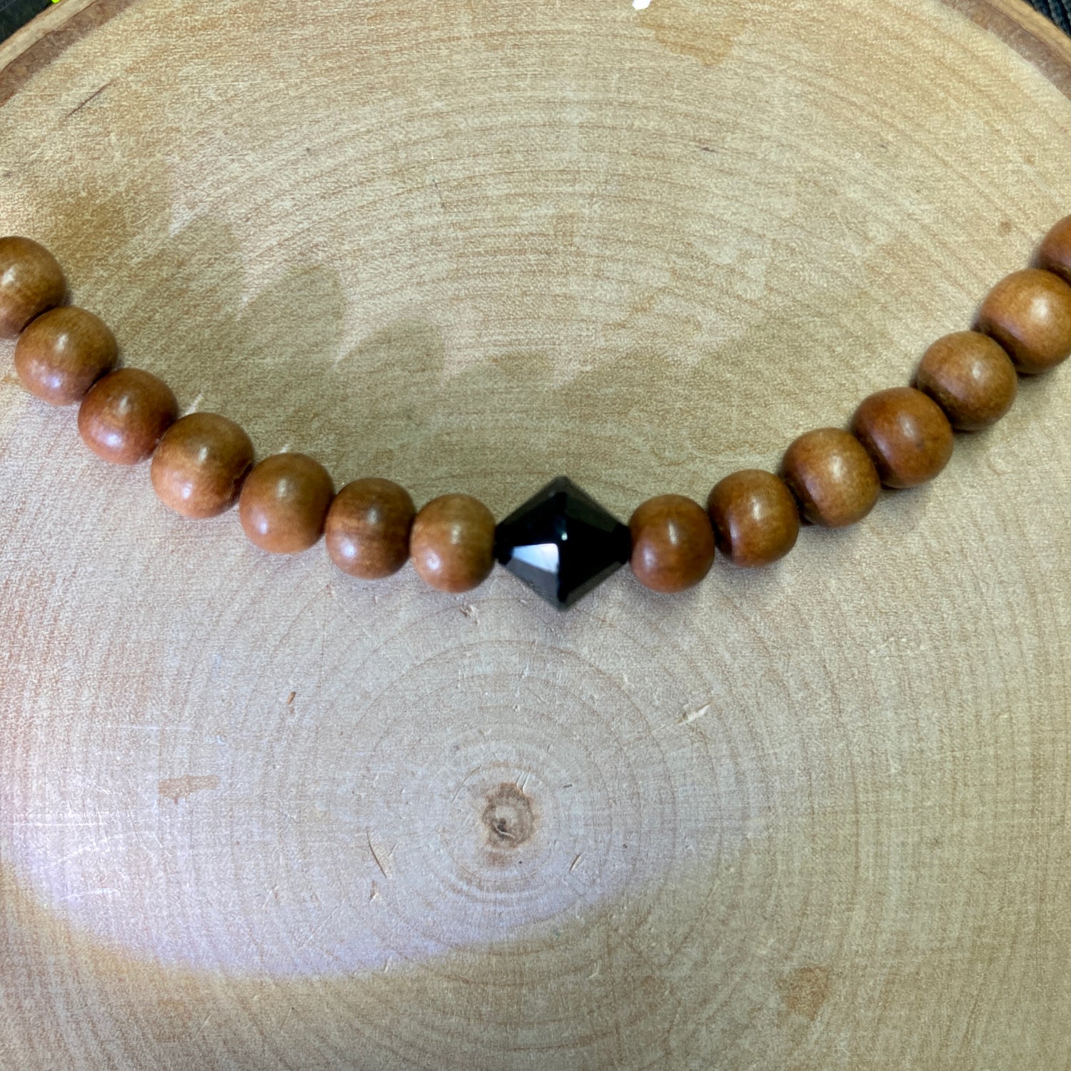 energy protection crystal wood beaded bracelet