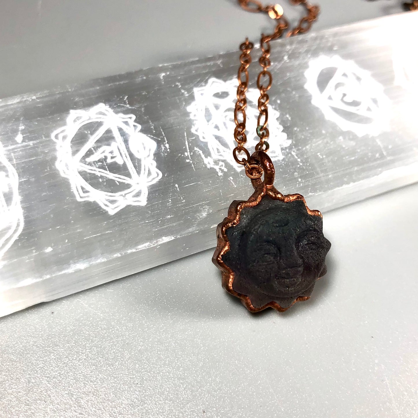 Fluorite Sun Copper Pendant Necklace