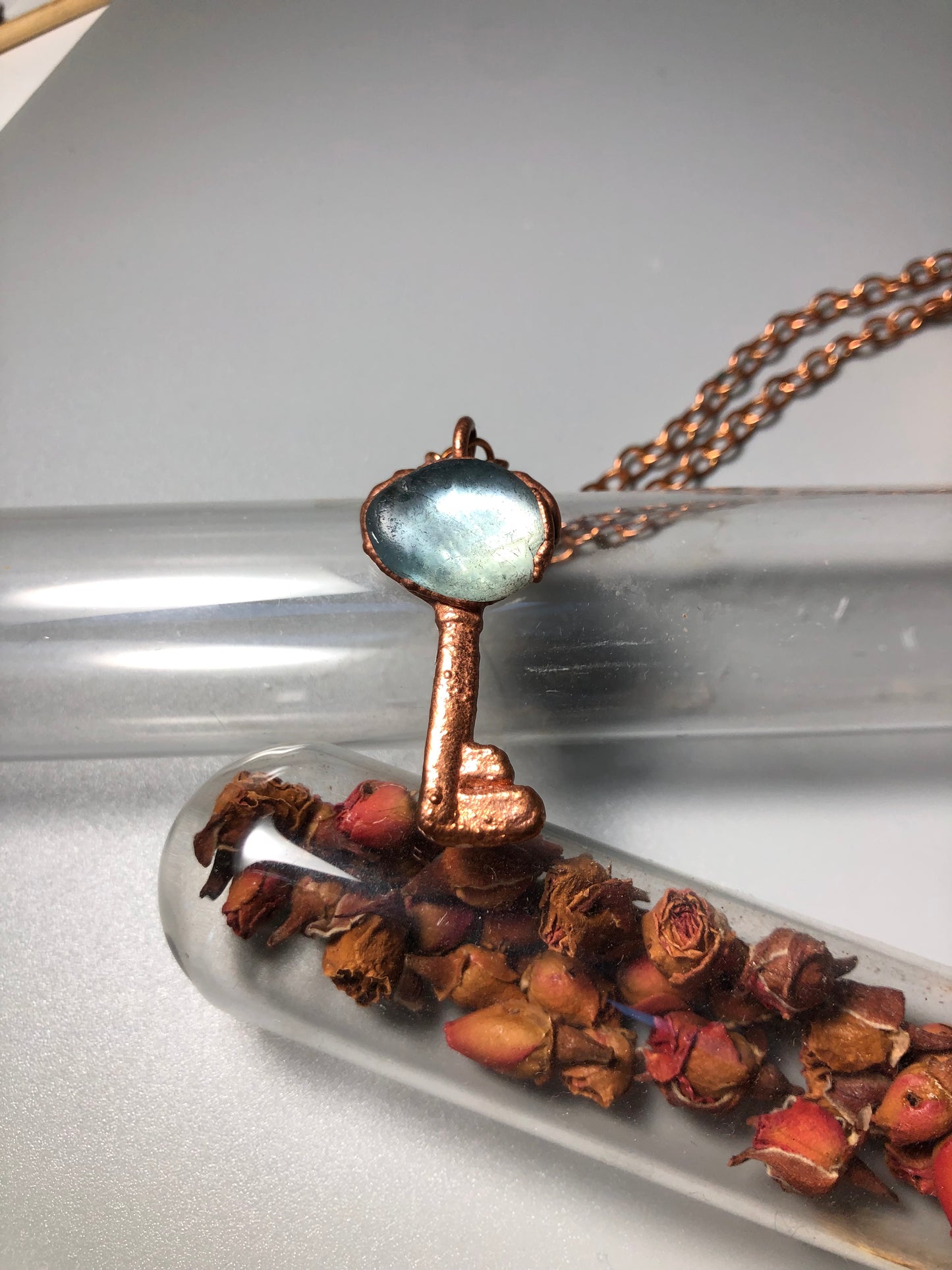 Fluorite Key Copper Pendant Necklace