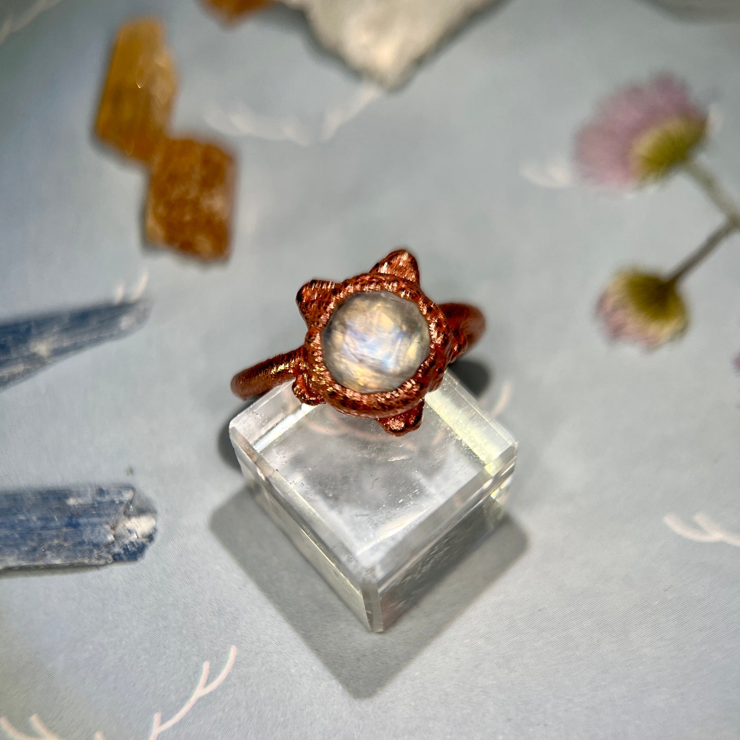 7 Faceted Moonstone Ring