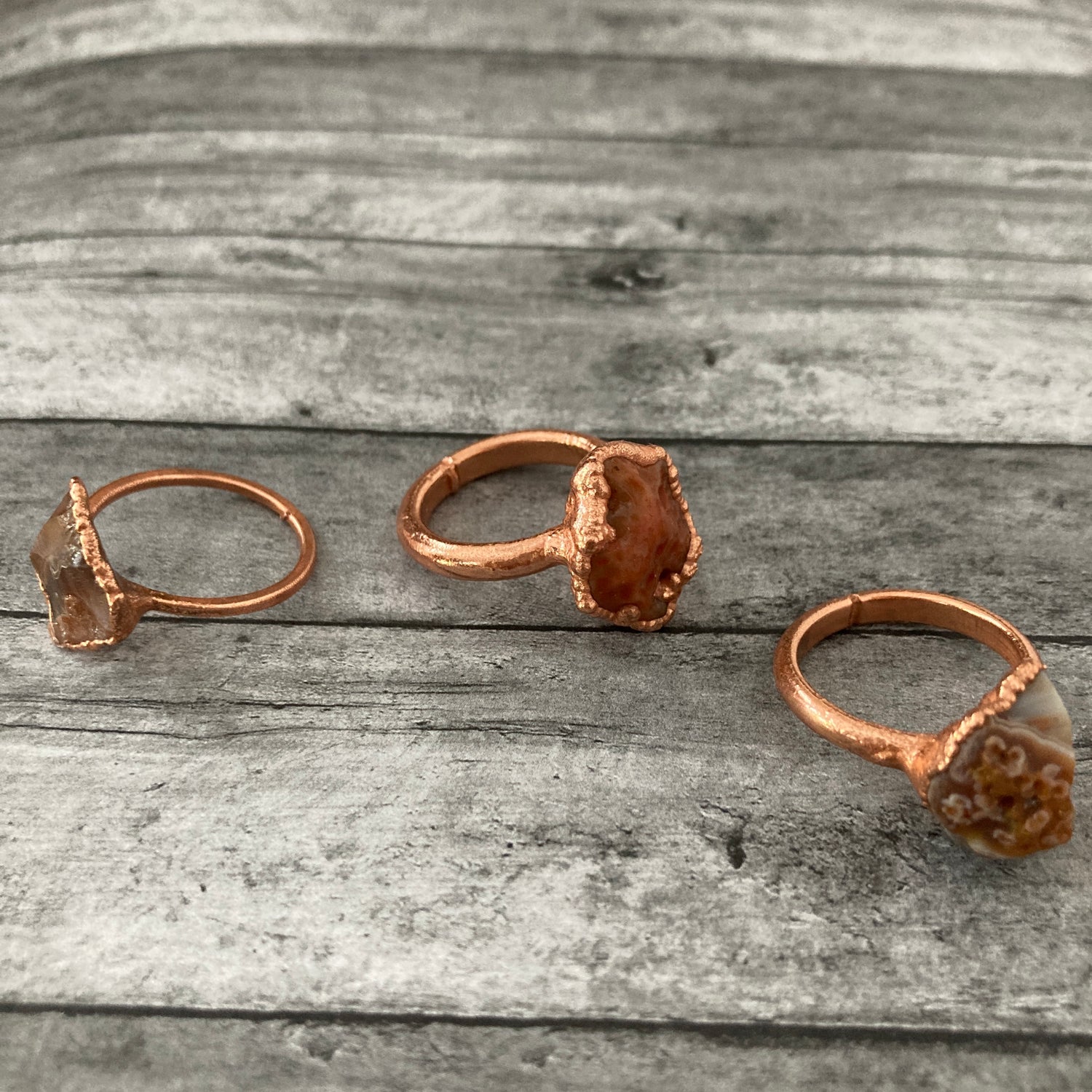 handmade copper agate rings