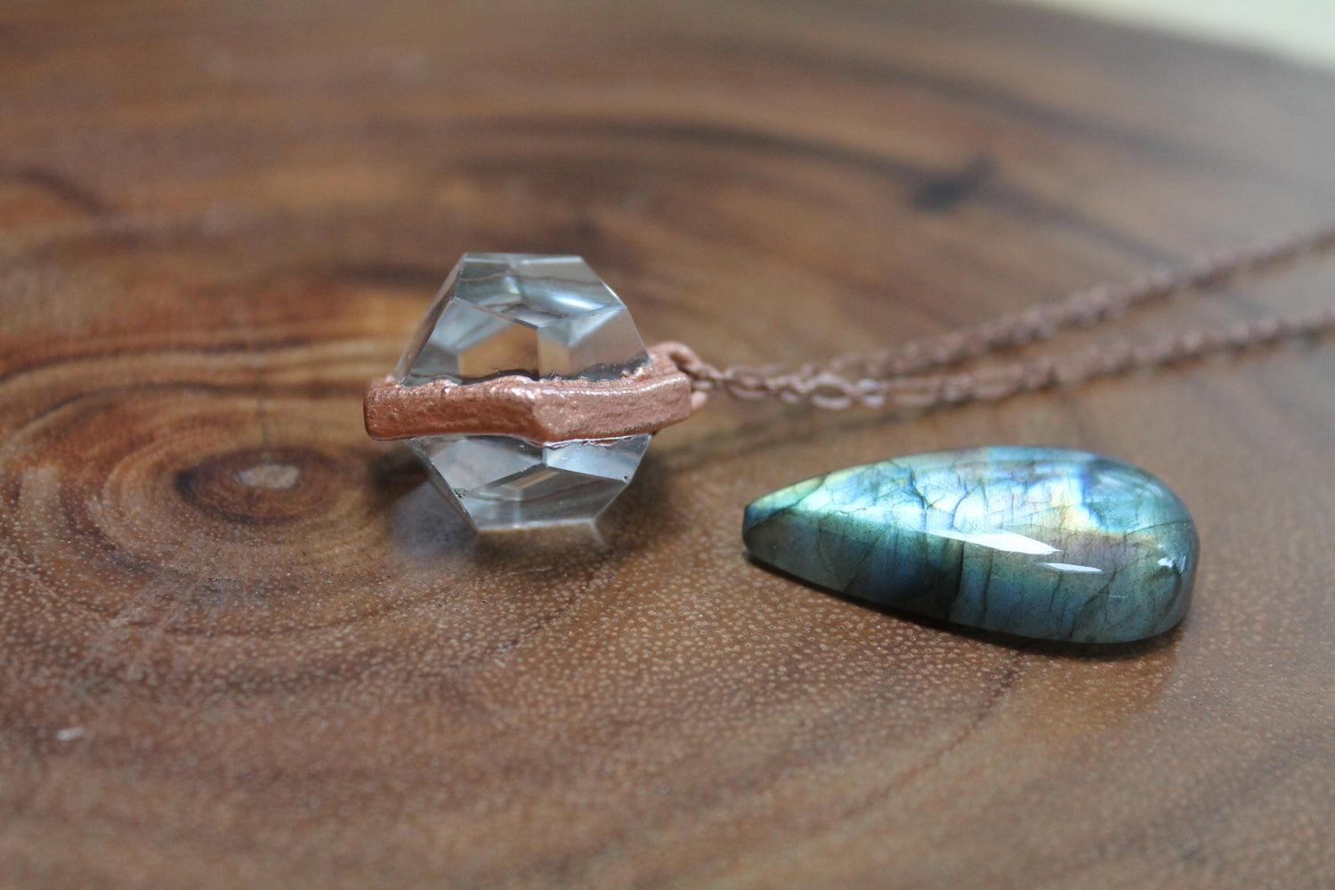 quartz crystal electrofomed necklace