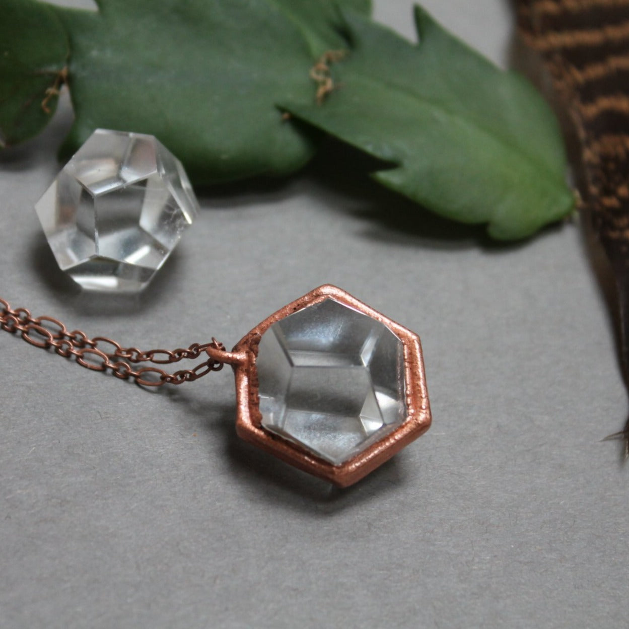 handmade electroformed crystal necklace