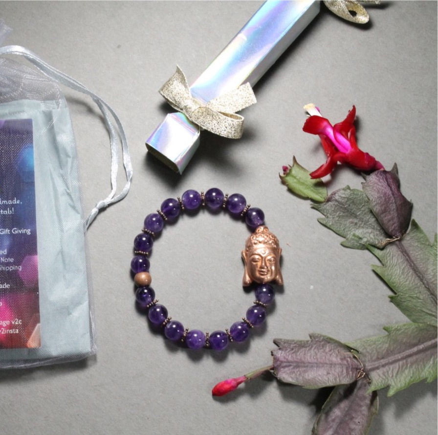 Amethyst Crystal Yoga Inspired Bracelet