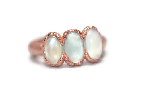 Triple Moonstone Ring