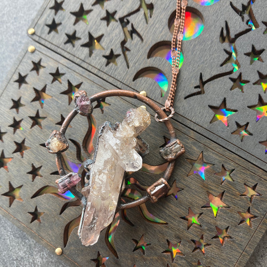 Lithium Quartz and Rainbow Tourmaline Crystals