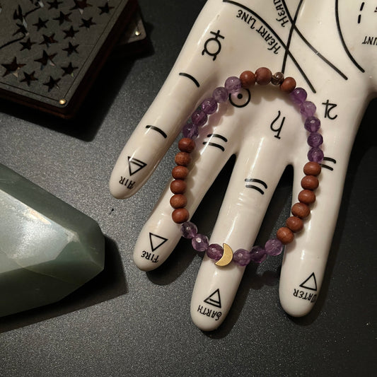 Sandalwood and Amethyst Crystal Bracelet