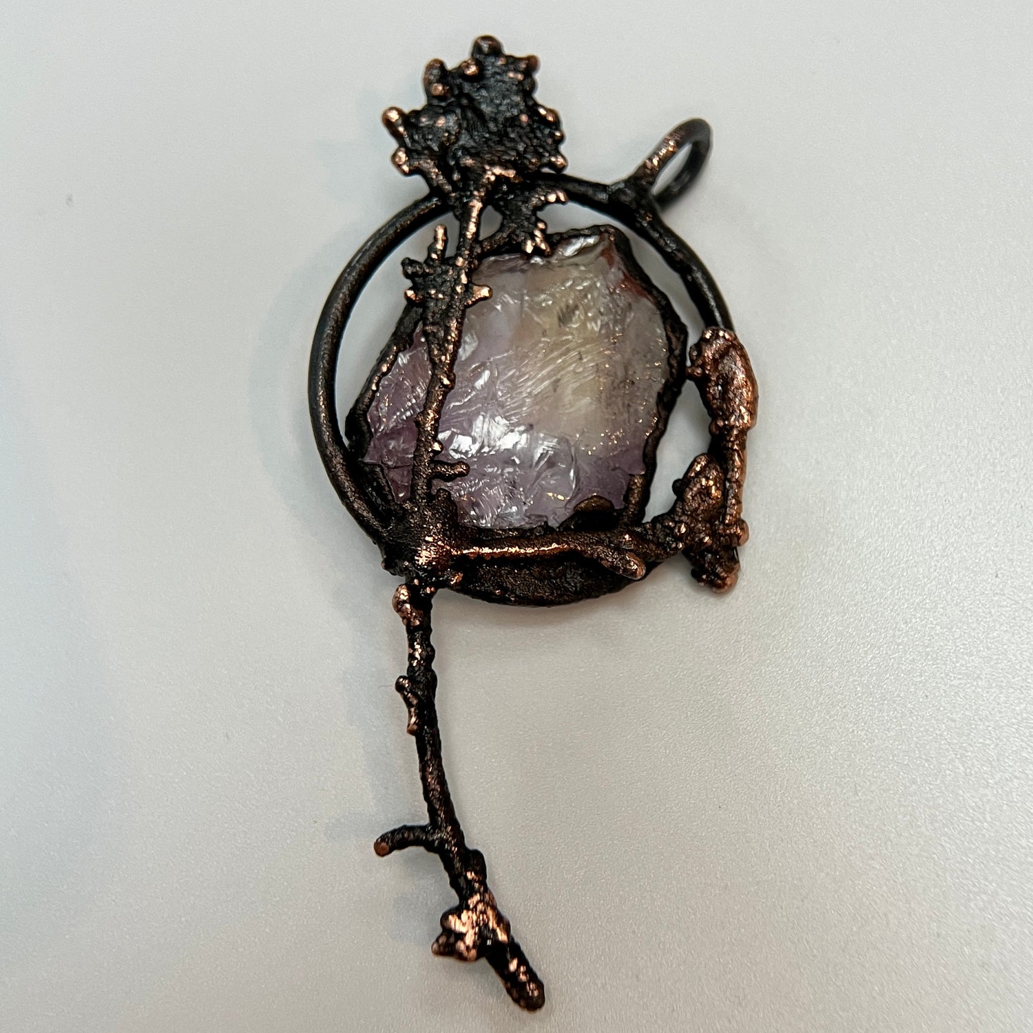 dark witchy flower necklace with healing crystal ametrine 