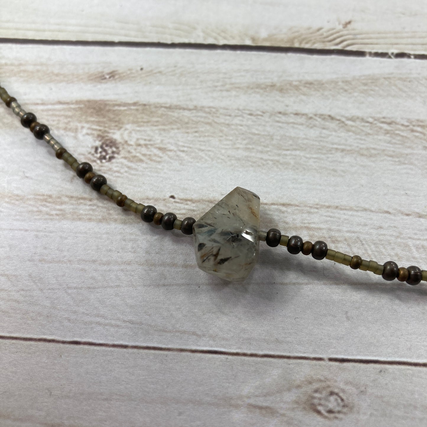 Ascend and Arise Necklace ۞ Rutile Quartz with Metal Beads