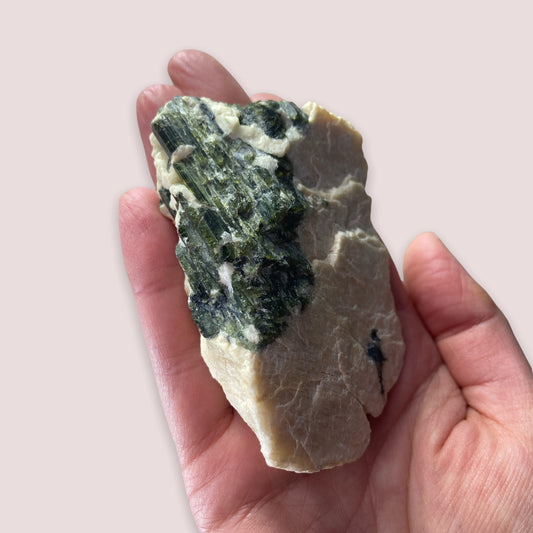 Green Tourmaline and Stone Growth Crystal