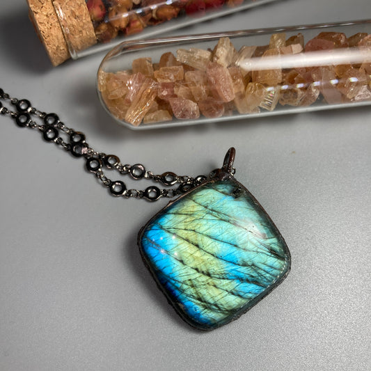 large labradorite stone pendant