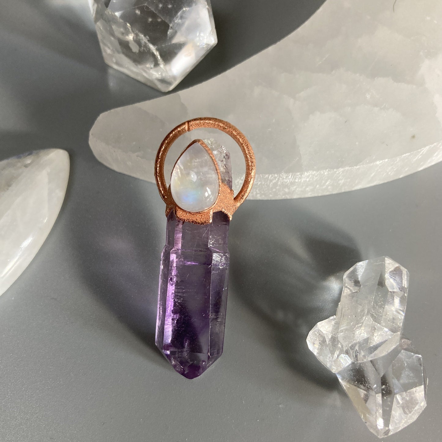 purple quartz unisex pendant
