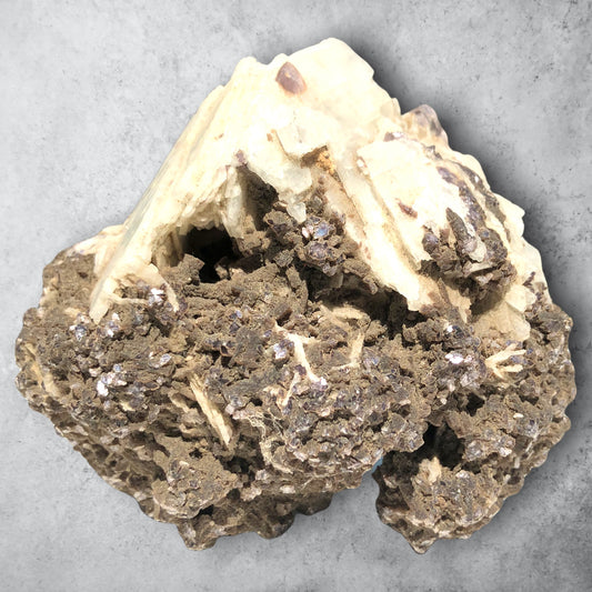 Grey Muscovite and Calcite Show Piece