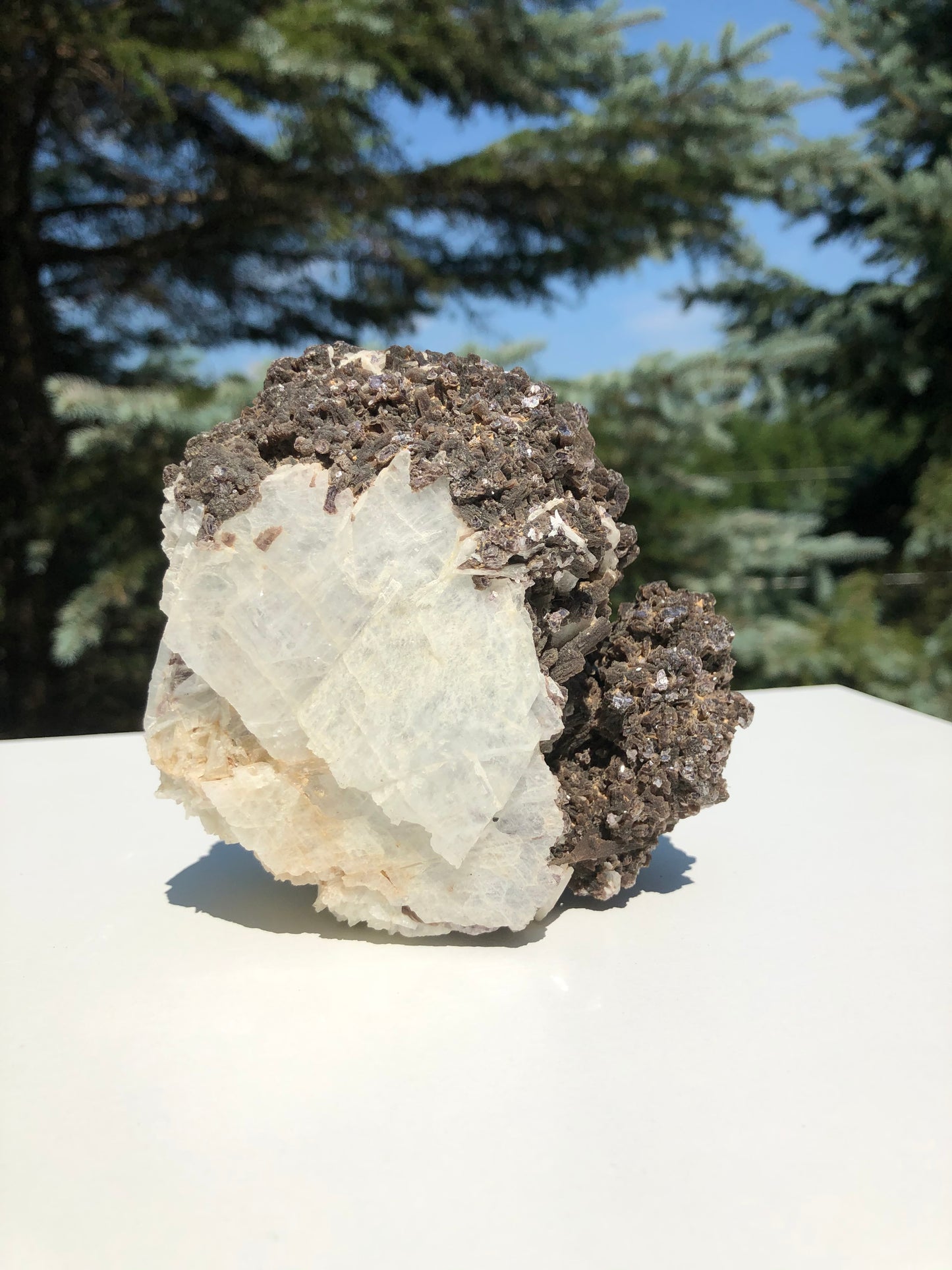 Grey Muscovite and Calcite Show Piece