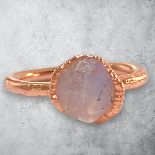 copper herkimer diamond crystal ring