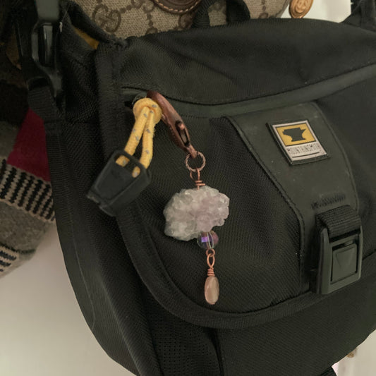 Amethyst Crystal Backpack Charm