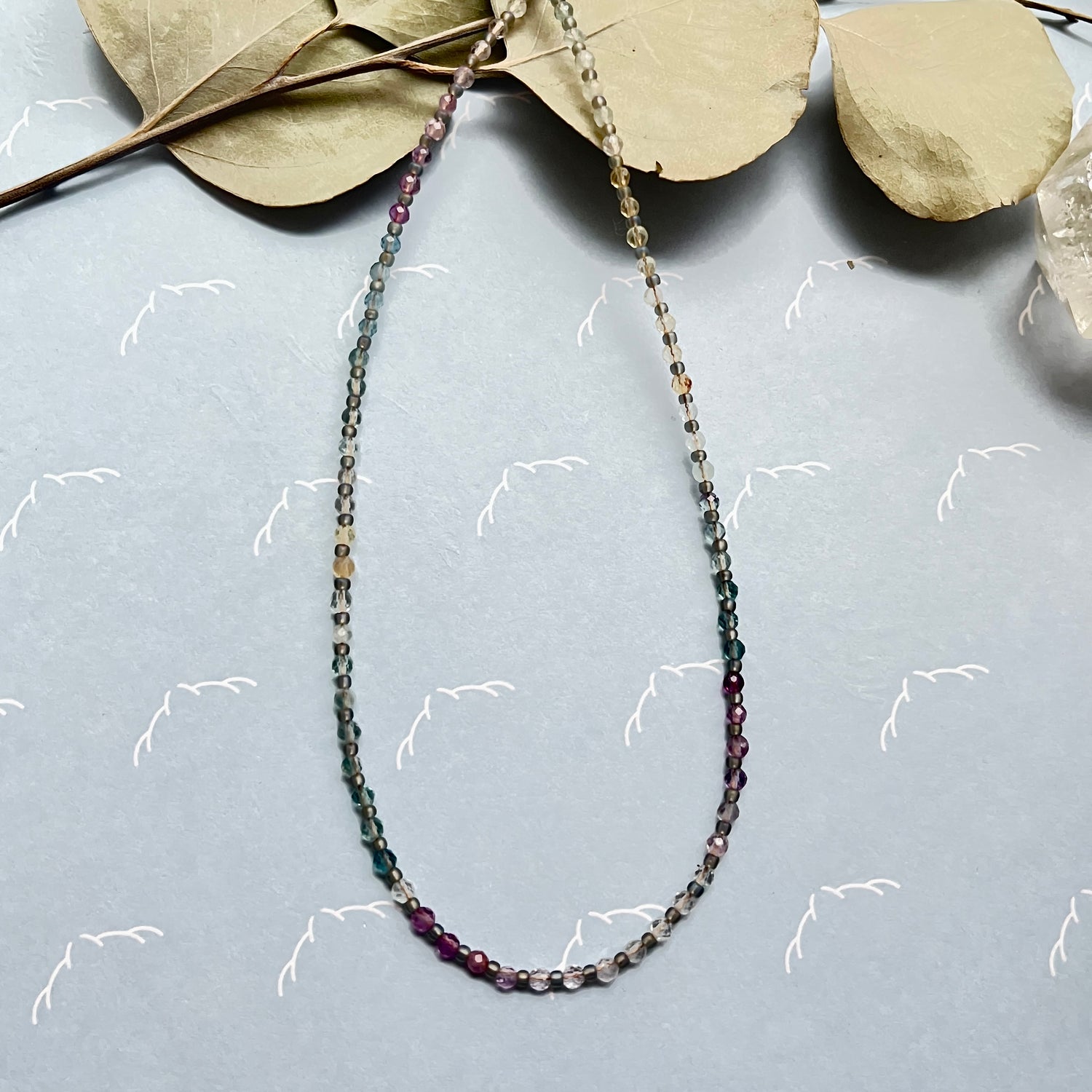 rainbow flurite crystal necklace