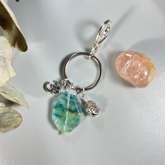 Fluorite Crystal Yoga Inspired Bag Charm