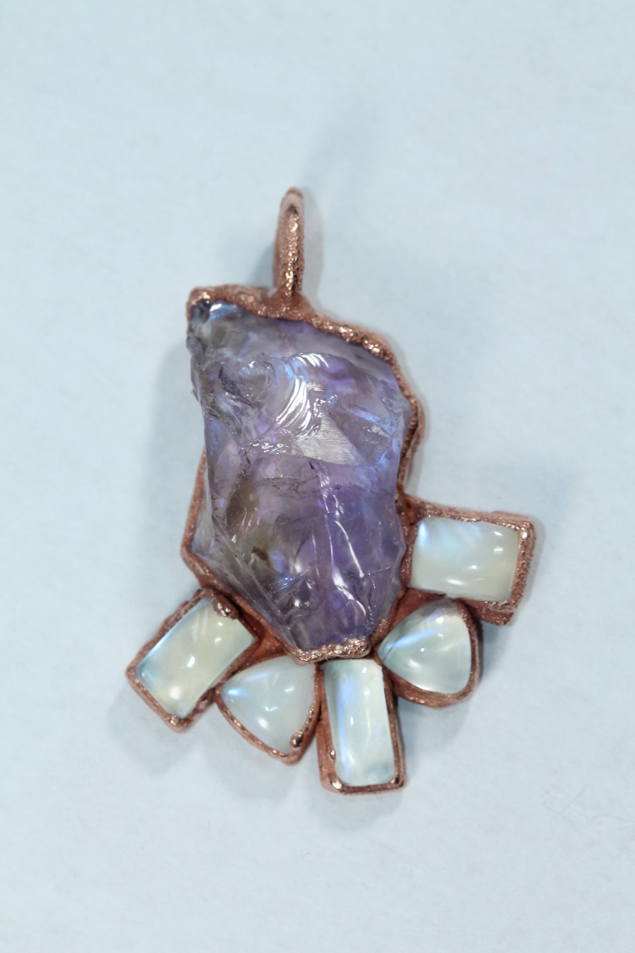 Sparkly Ametrine + Moonstone Healing Crystal Handmade Necklace