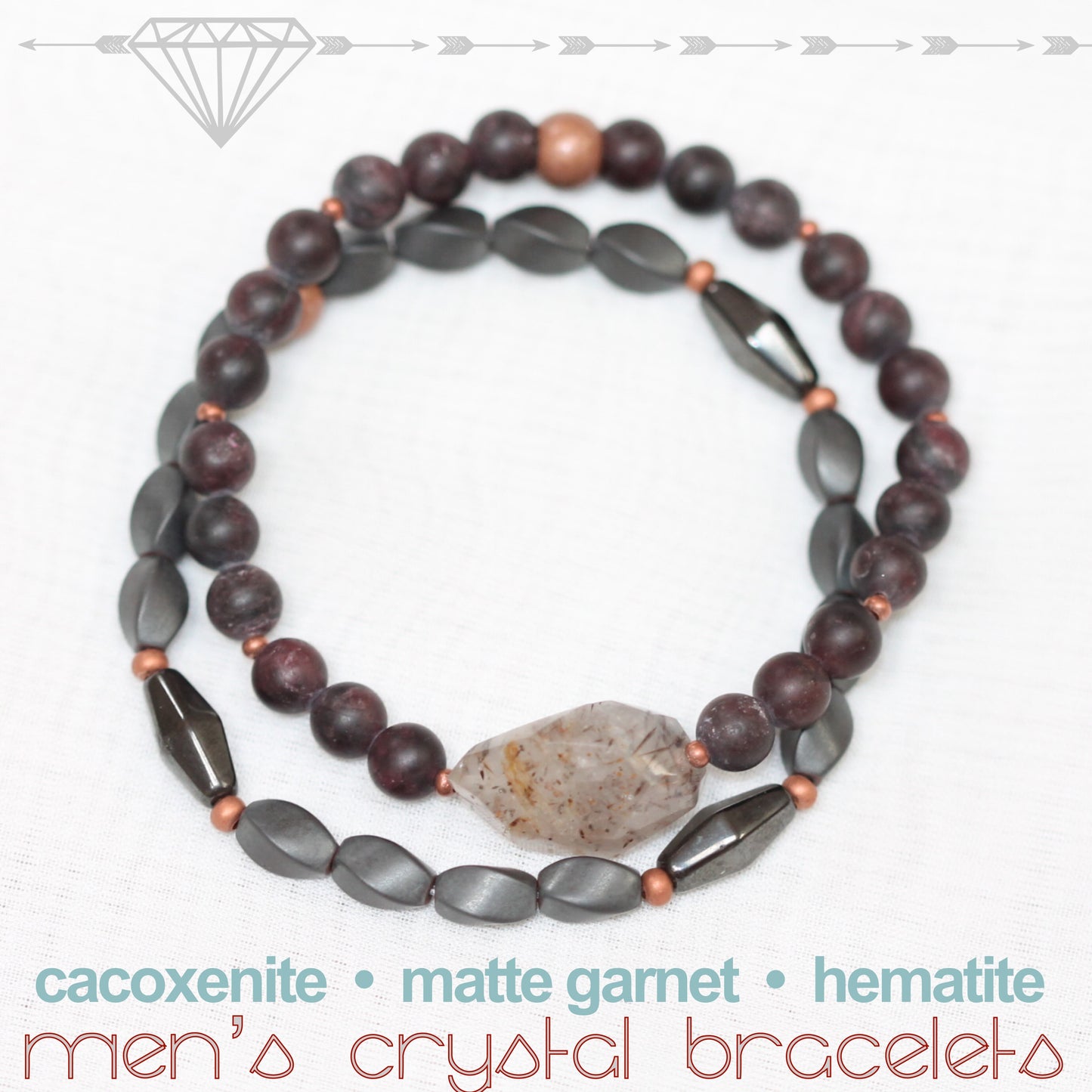 Mens Healing Crystal Garnet Bracelet