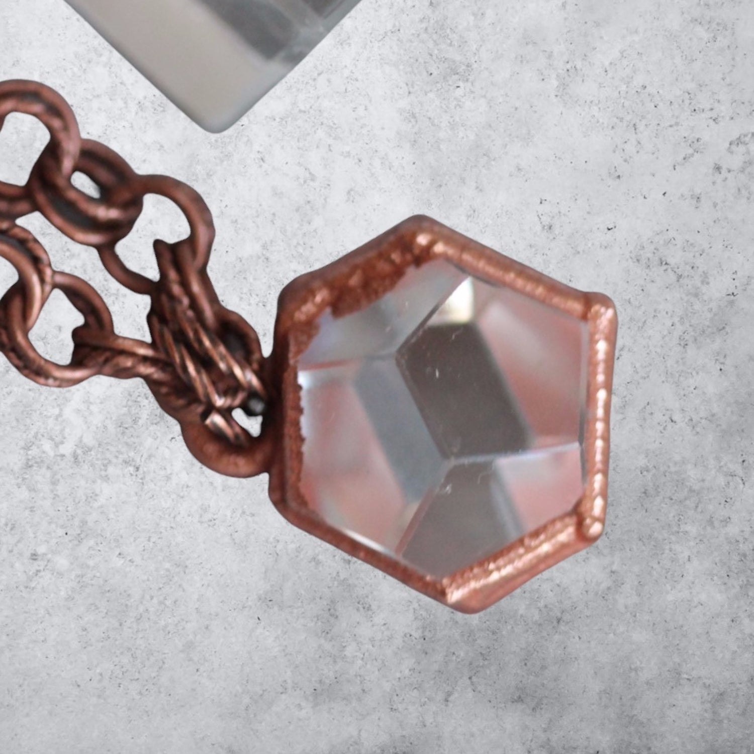 Sacred geometry quarts Pendant and Necklace Copper electroformed
