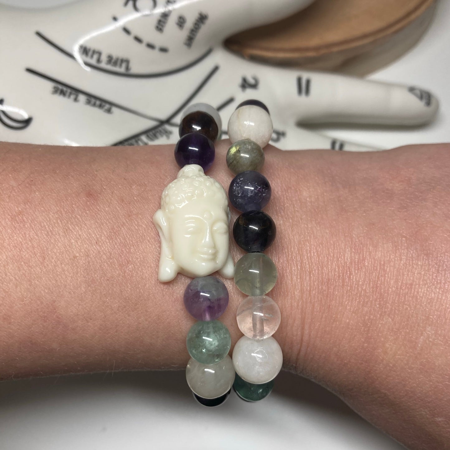 two fluorite stack crystal yoga bracelets