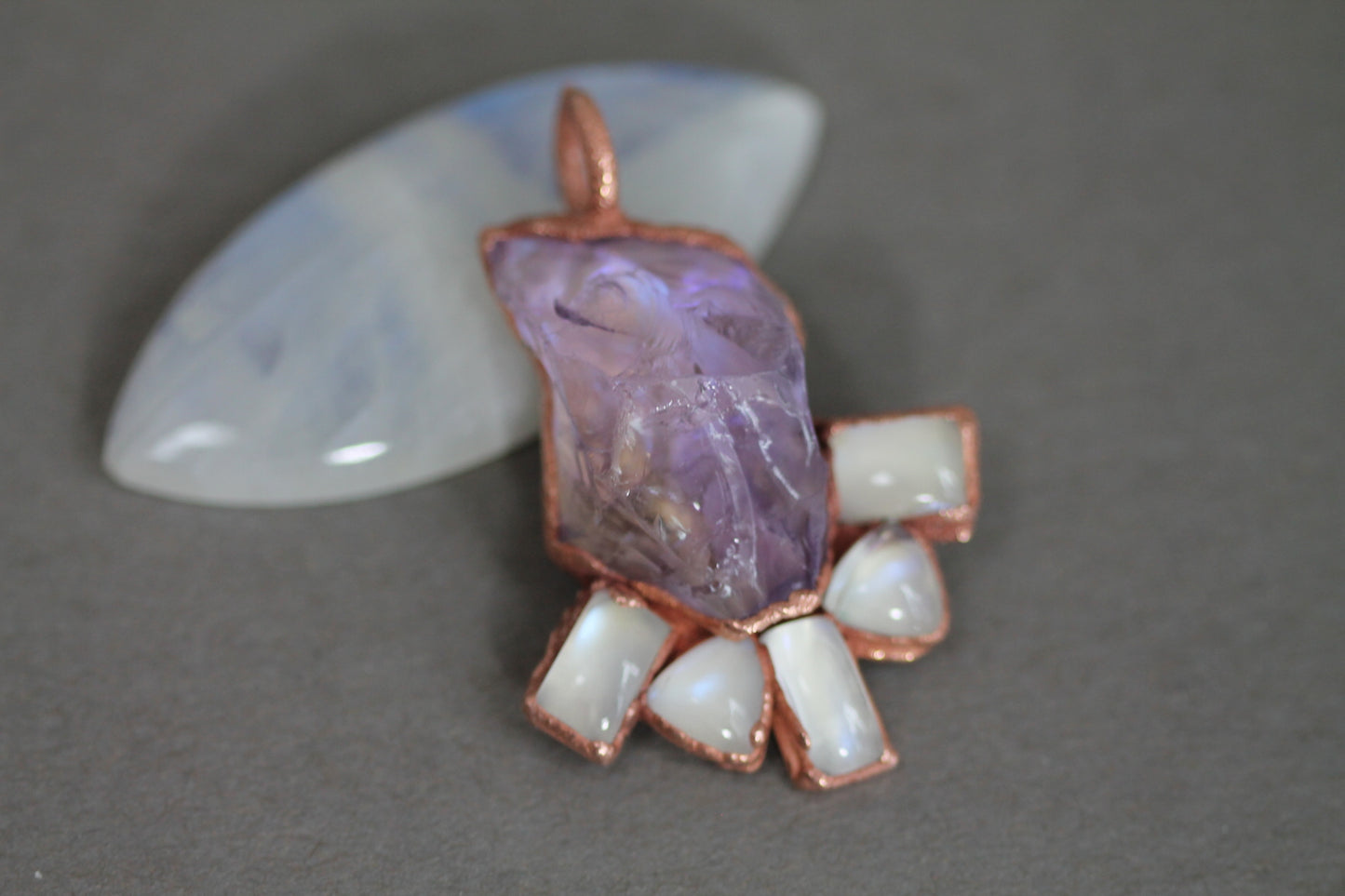 Sparkly Ametrine + Moonstone Healing Crystal Handmade Necklace