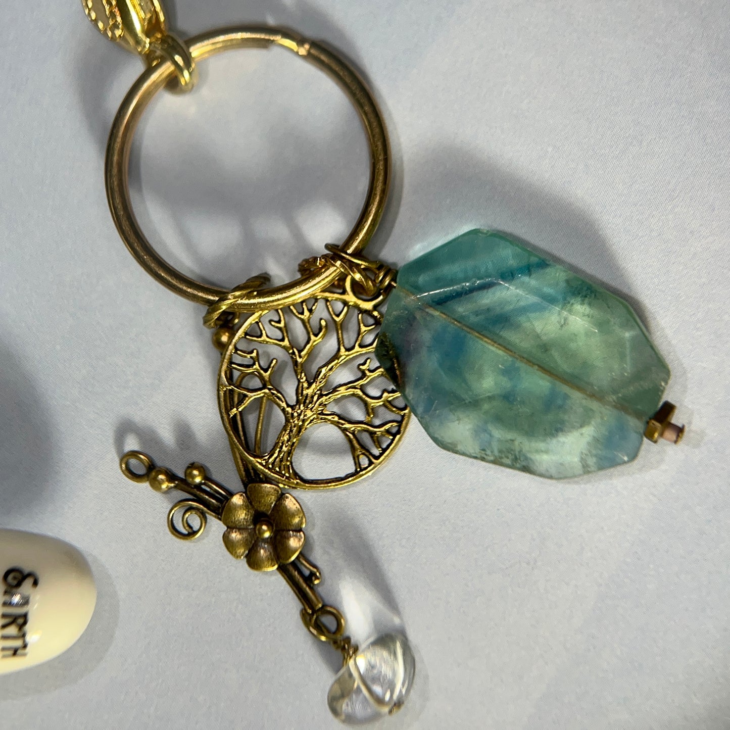 Tree of Life Fluorite Crystal Backpack Charm