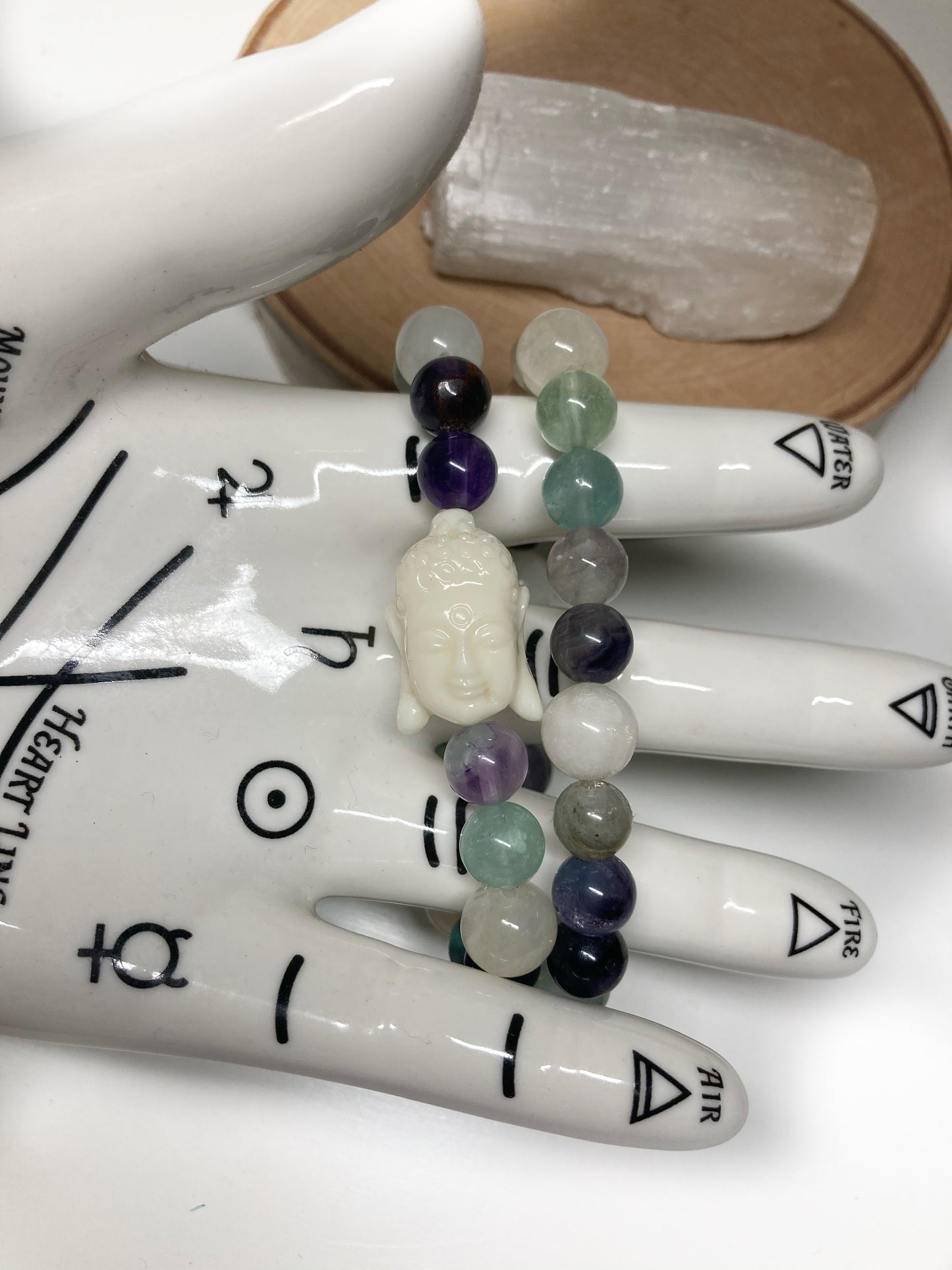 Fluorite Crystal Yoga Inspired Bracelet Stack