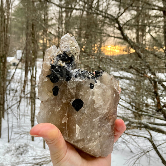 Smoky Citrine with Black Tourmaline and Golden Mica
